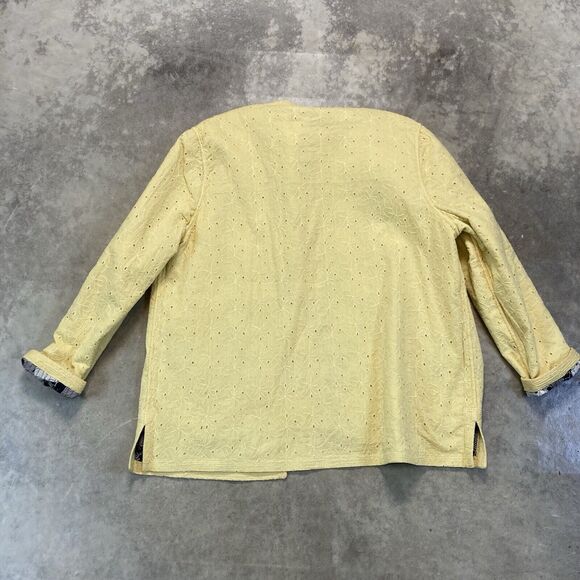 Provence Damour Jacket Womens XL Reversible Cotton Classic Yellow Black Floral - Picture 2 of 12